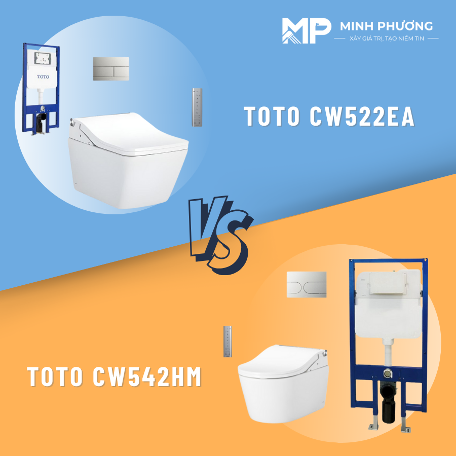  so sánh bồn cầu treo tường TOTO CW542HME5UNW1 và CW522EA
