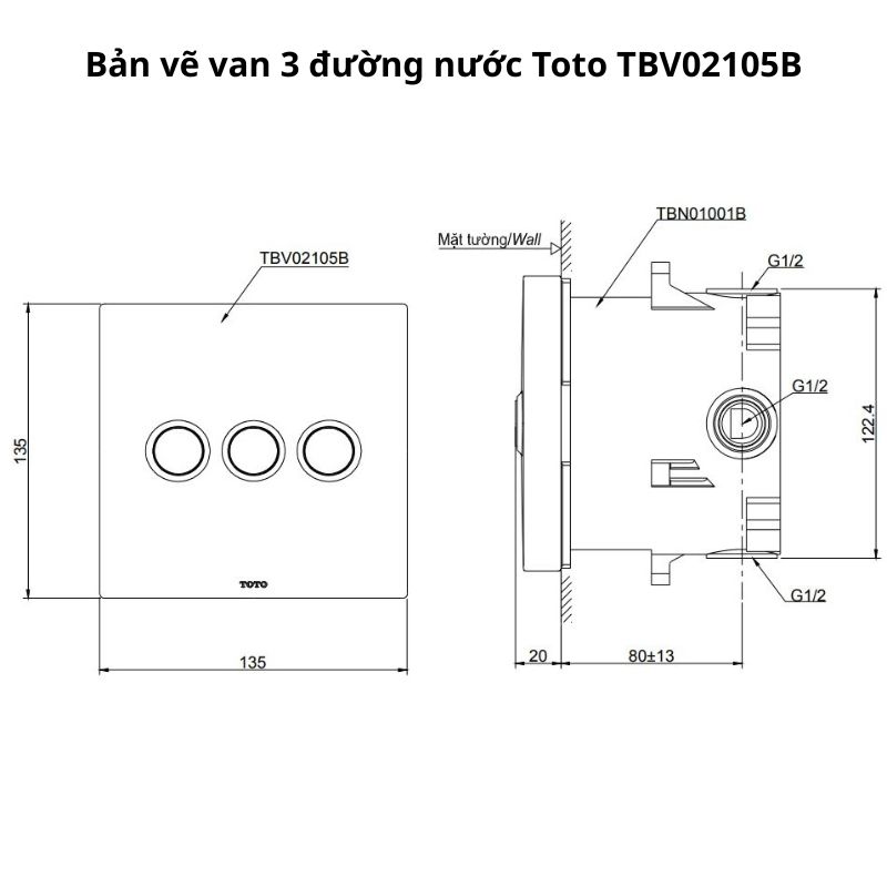 Sen tắm âm tường TOTO TBV02402B TBV02105B TBW08004A TBW02017A TBW02013B Mạ Nickel Chrome bóng
