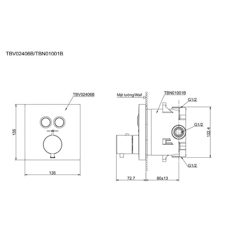 Sen tắm âm tường TOTO  TBV02406B TBW01010A TBW07003A TBW07020A #PFG Vàng Pháp Bóng