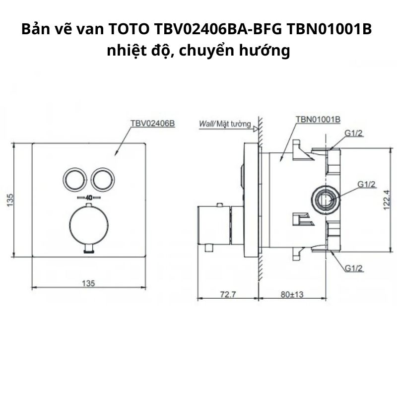 Sen tắm âm tường TOTO TBV02406B#BFG TBW01010A#BFG TBW08003A#BFG TBW08009A#BFG Vàng Pháp Mờ