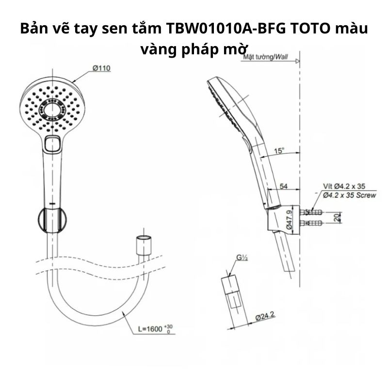 Sen tắm âm tường TOTO TBV02406B#BFG TBW01010A#BFG TBW08003A#BFG TBW08009A#BFG Vàng Pháp Mờ