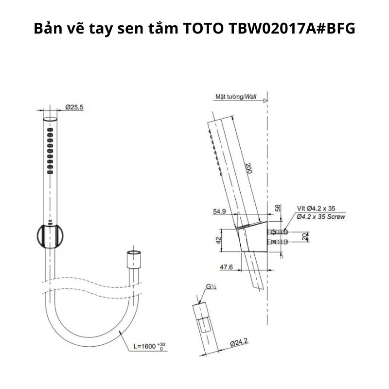 Bộ sen cây nhiệt độ TOTO TBW07403A TBW02017A #BFG Màu Vàng Pháp Mờ